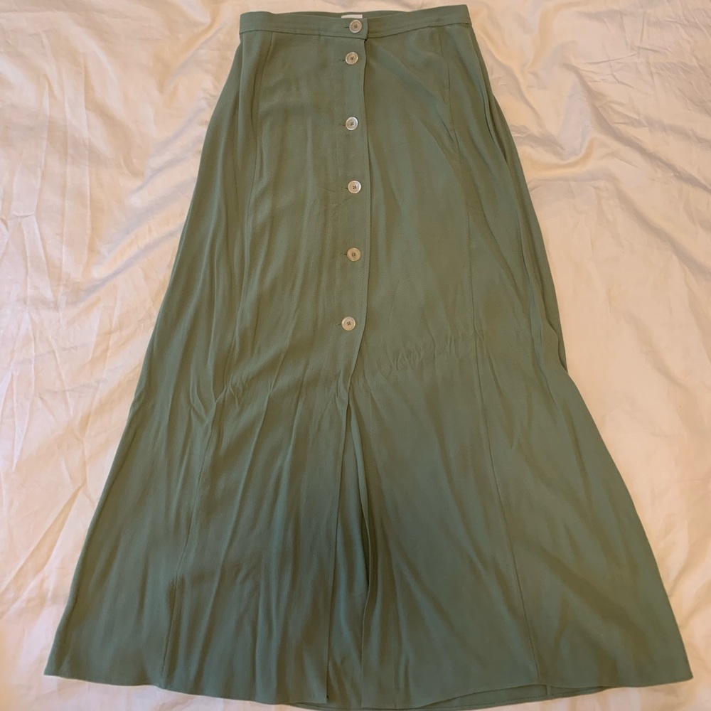 Aritzia Sage Green Button-Front Maxi Skirt